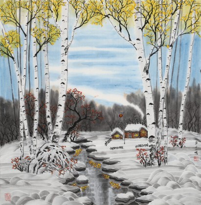 何一鳴 四尺斗方《瑞雪豐年》 冰雪畫派畫家 師從于志學(xué)