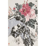 崔春剛 四尺三開《花開富貴》 青年才俊 中國當(dāng)代書畫研究院理事