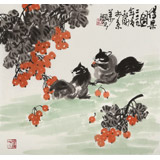 【已售】王永剛 三尺斗方《得果圖》 國家一級美術(shù)師