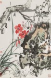 崔春剛 四尺三開《花開富貴》 青年才俊 中國當代書畫研究院理事